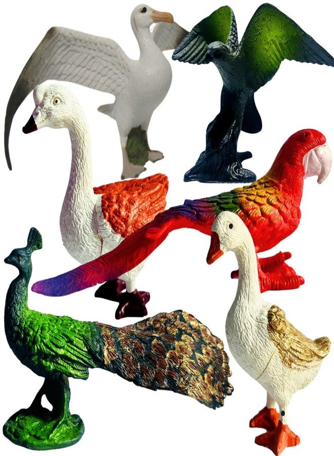Mallexo Large Bird Model Toy Set | Realistic PVC Farm Animal Figures | 6-Piece Educational 3D Sparrow Play Toys Chidiya | Big Size Miniature Birds for Party Favors & Birthday Return Gifts - Image 1